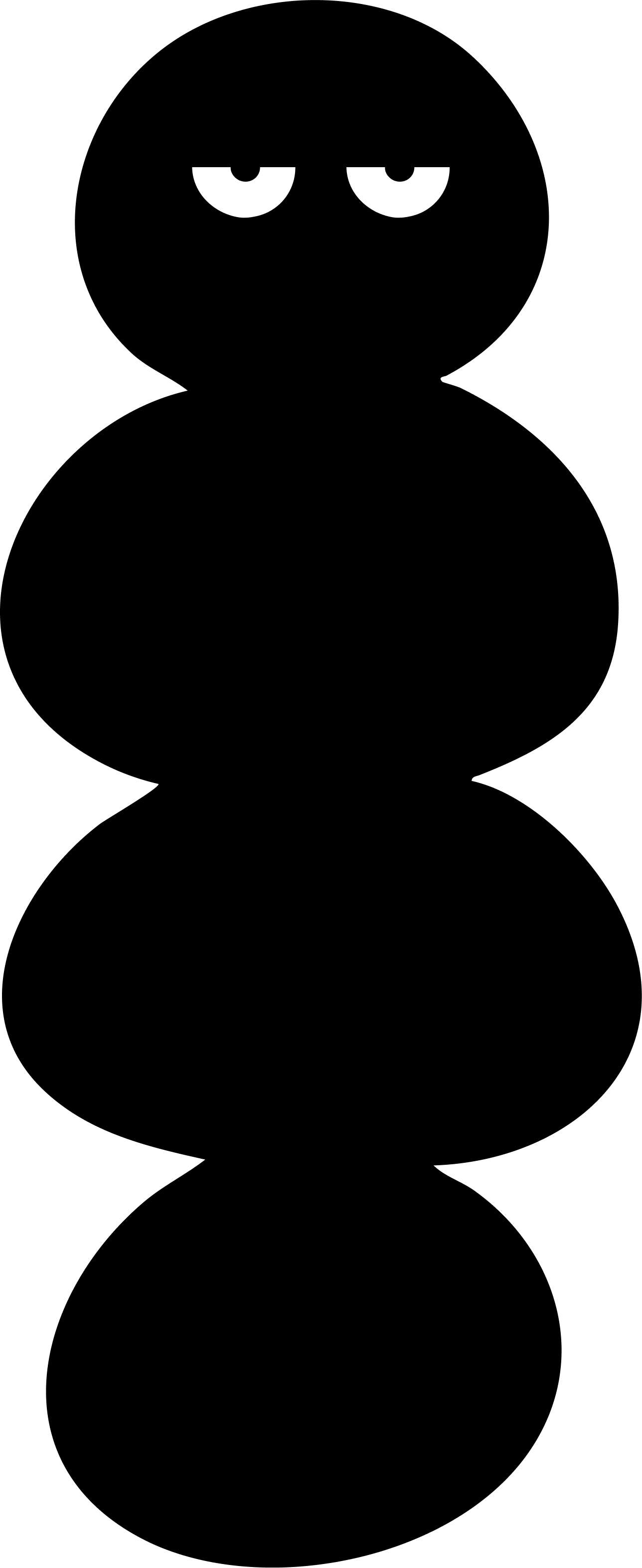 Black and white cartoon of a cat with sad eyes.