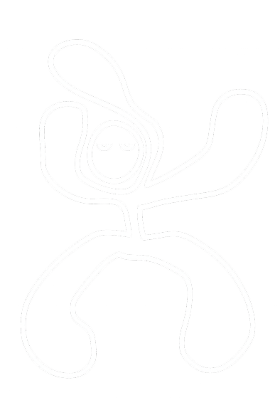 A simple line drawing of a cartoon octopus with a smiling face on a black background.