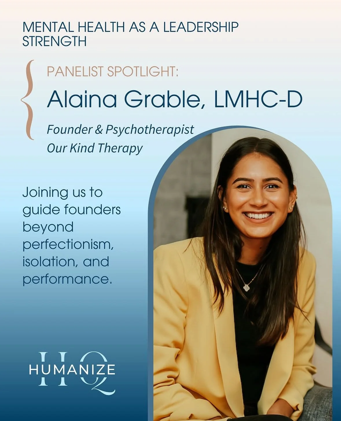 Image of a flyer highlighting Alaina as a Panelist Speaker