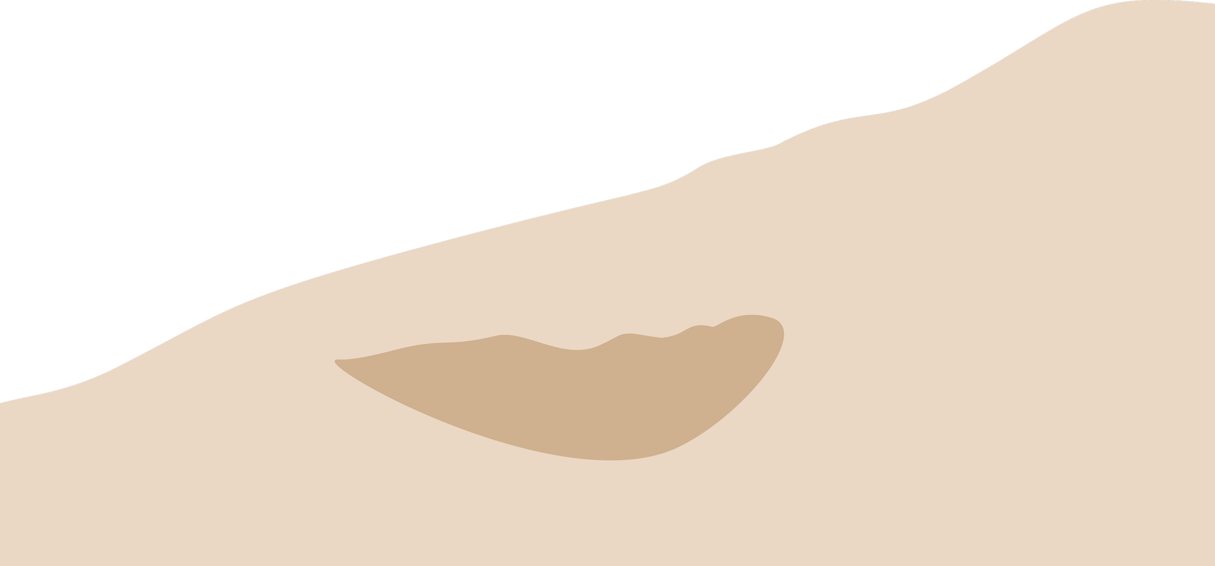 Abstract minimalist illustration of a sandy landscape with a dark sky and a small, light brown curved shape resembling a land formation or island.