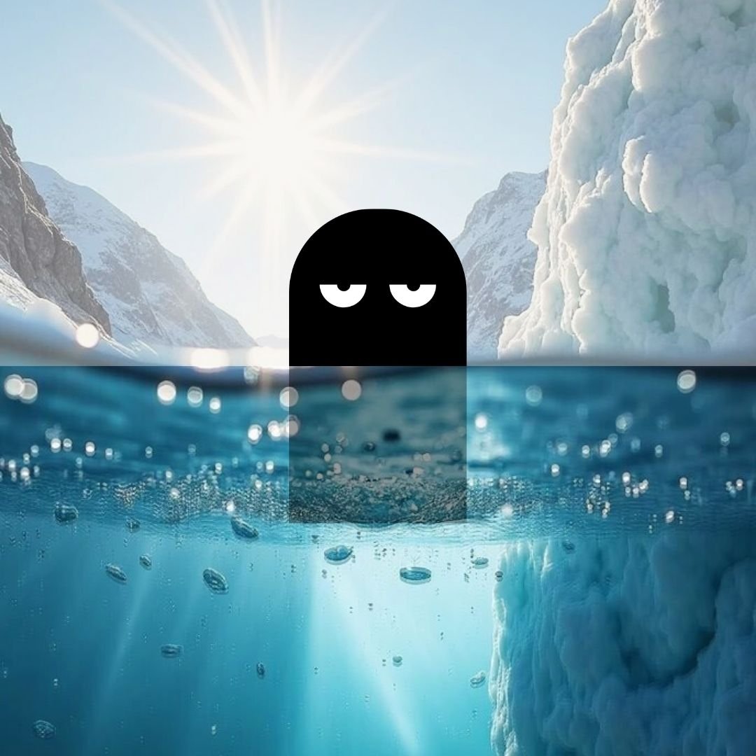 Our Kind Therapy cartoon logo figure wading in water with sun behind