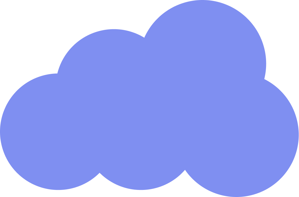 Blue cloud icon with rounded edges on a transparent background.