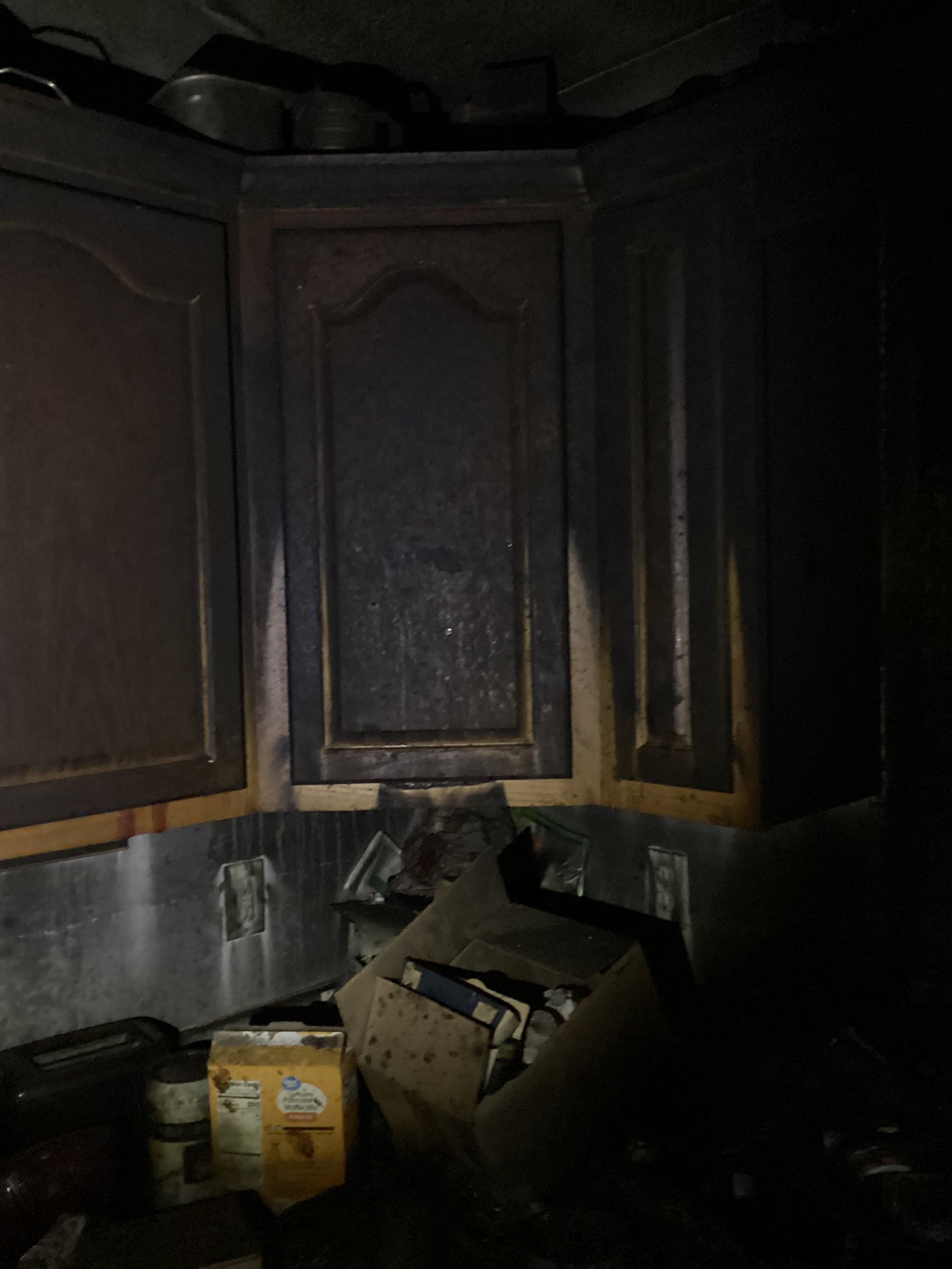 Fire damage in a home kitchen from Precision Structures, Inc. project.