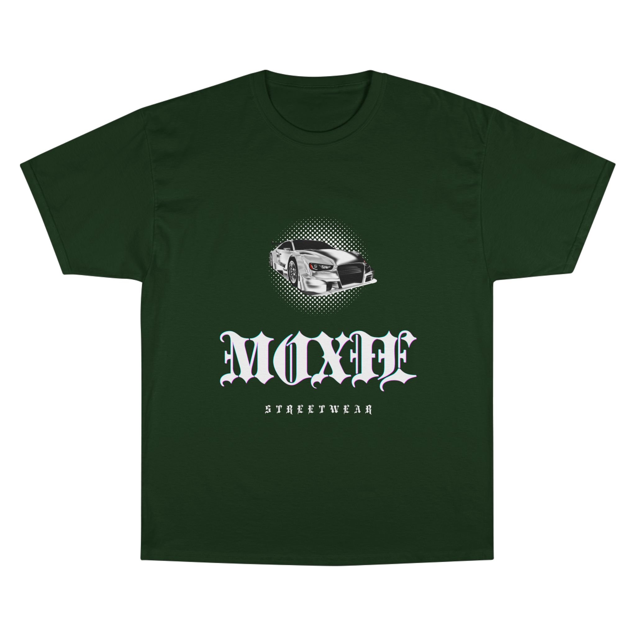Moxie Streetwear Champion Tee — Retro Roller Skate Graphic