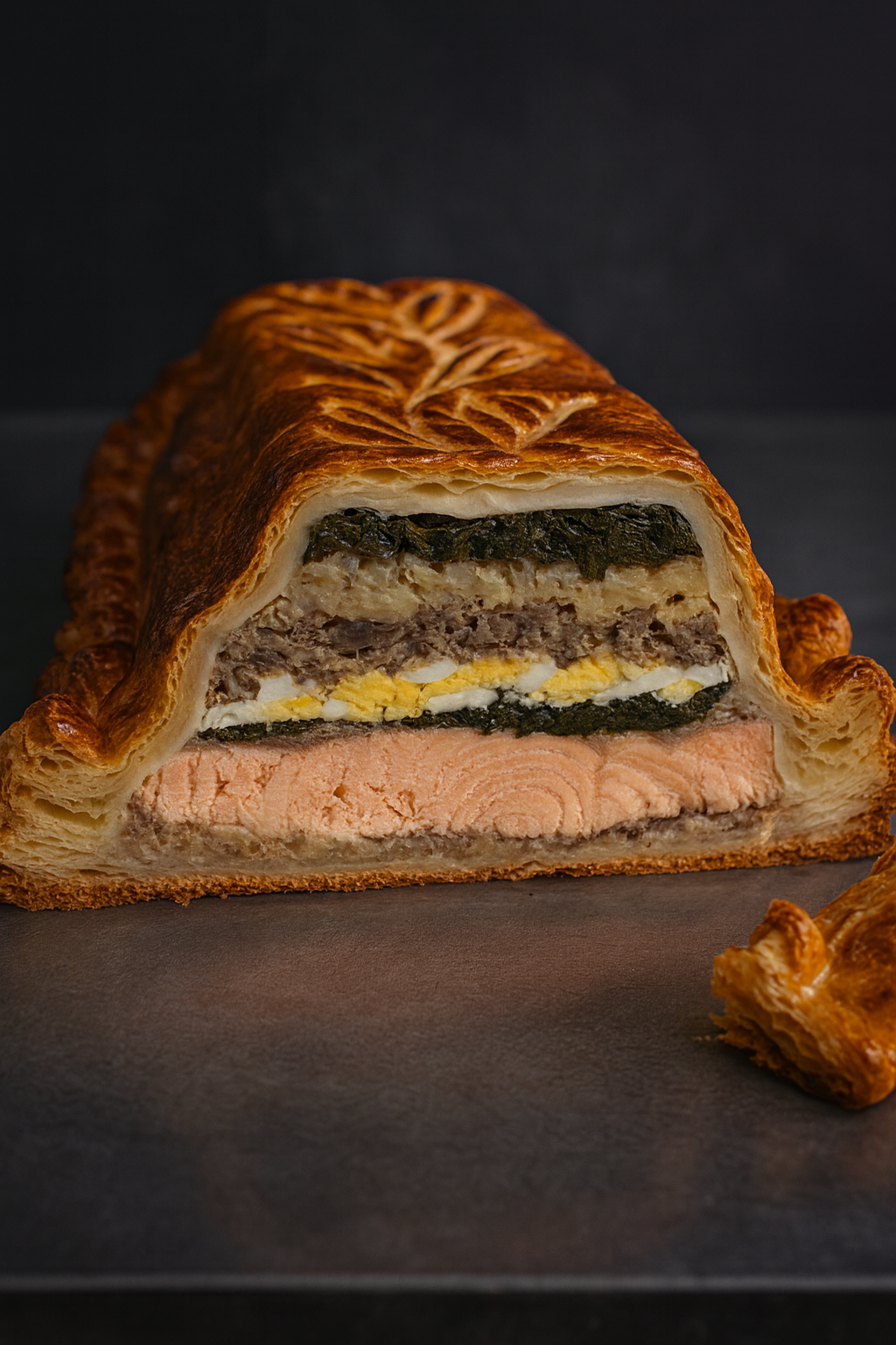 Terrine de poisson avec quartiers de citron sur une assiette blanche