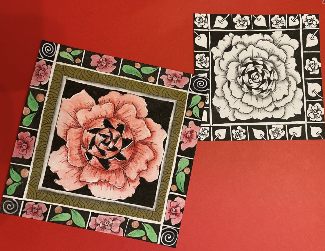 Peony Rose Zentangle