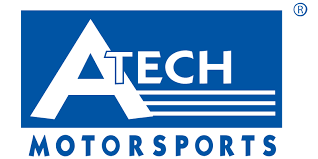 Logo for ATECH MOTORSPORTS with a large stylized 'A' and blue background