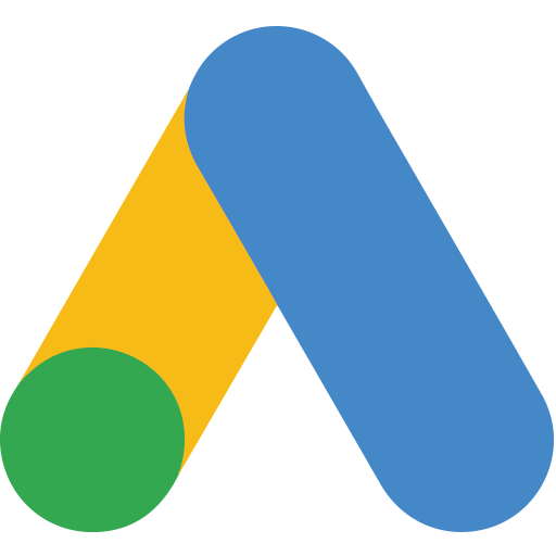 Google Ads logo with a yellow and blue 'A' shape and a green circle.