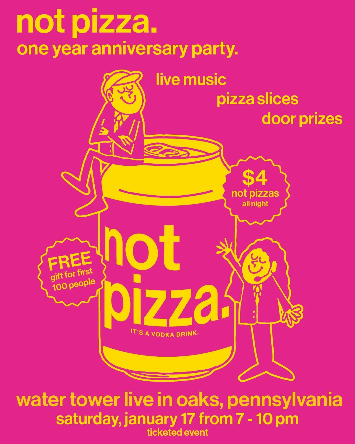 Celebrate Local Favorite “Not Pizza” at Water Tower Live