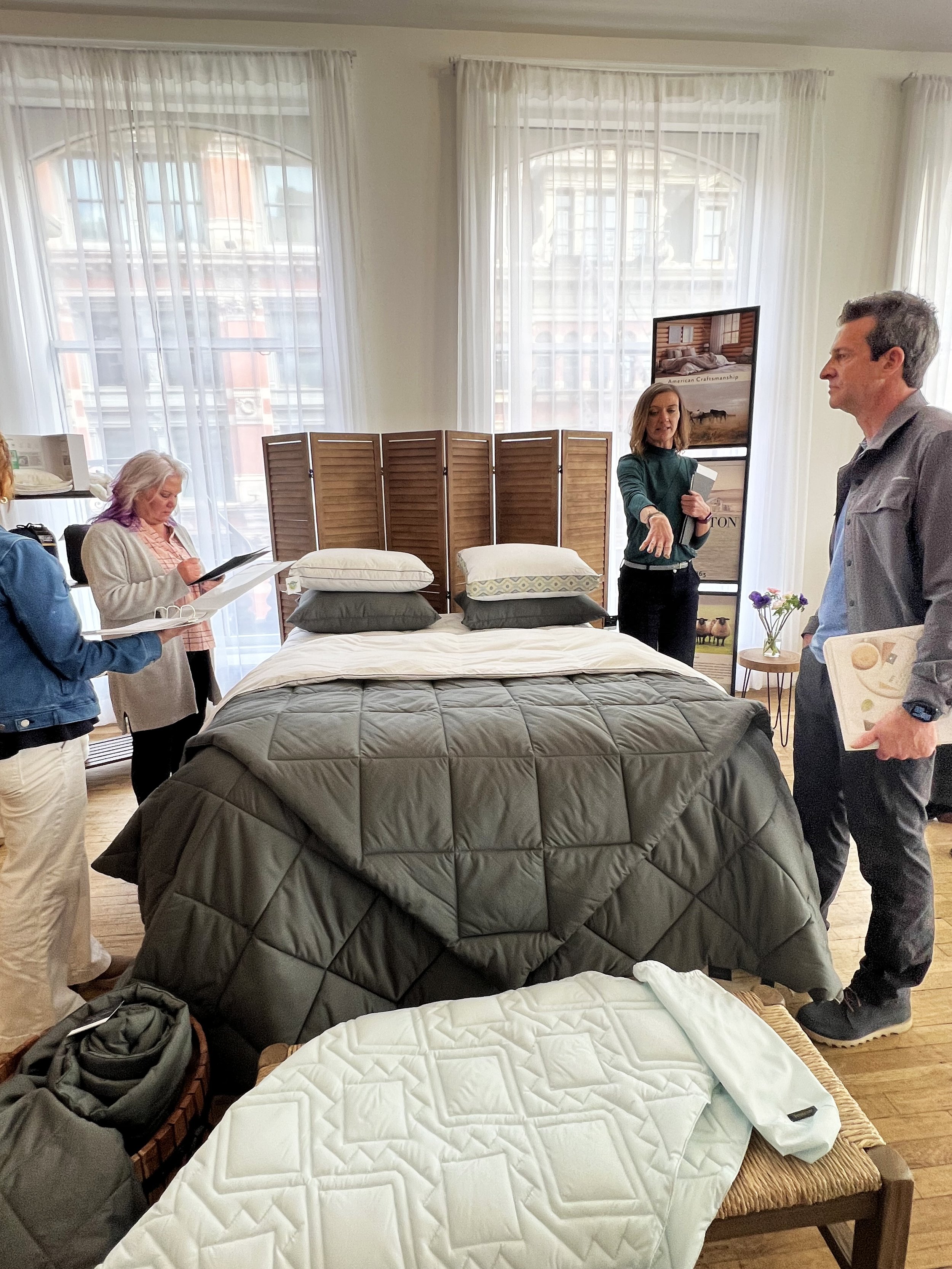 Presenting Utility Bedding Designs to the sales team at the NYC Home Textiles Market