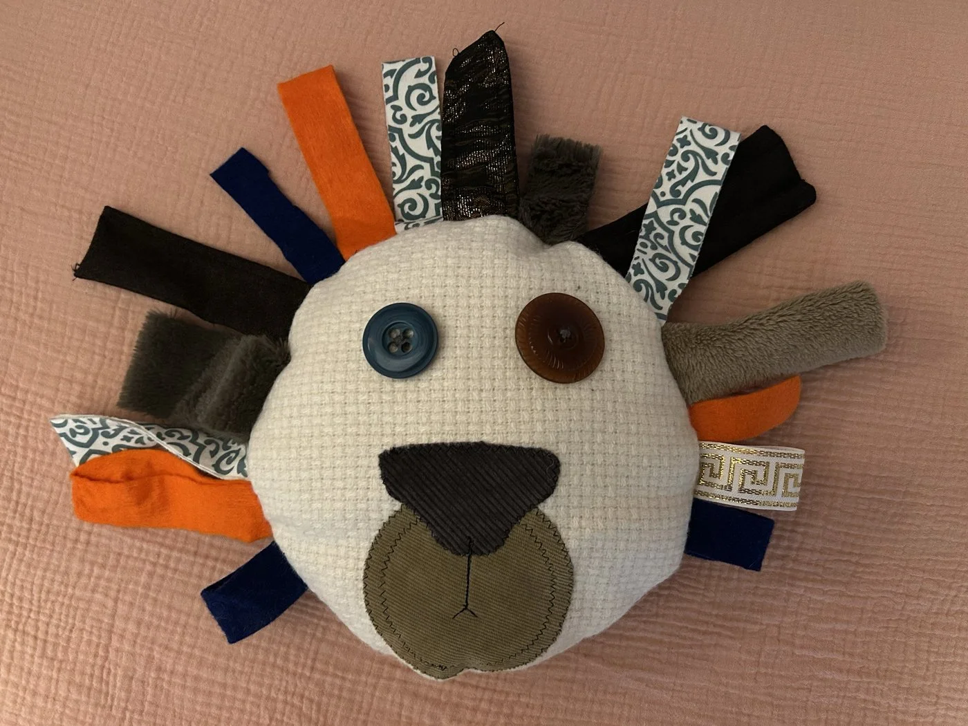 Sewing: Lion Baby Toy; Made with Various Fabric Pieces