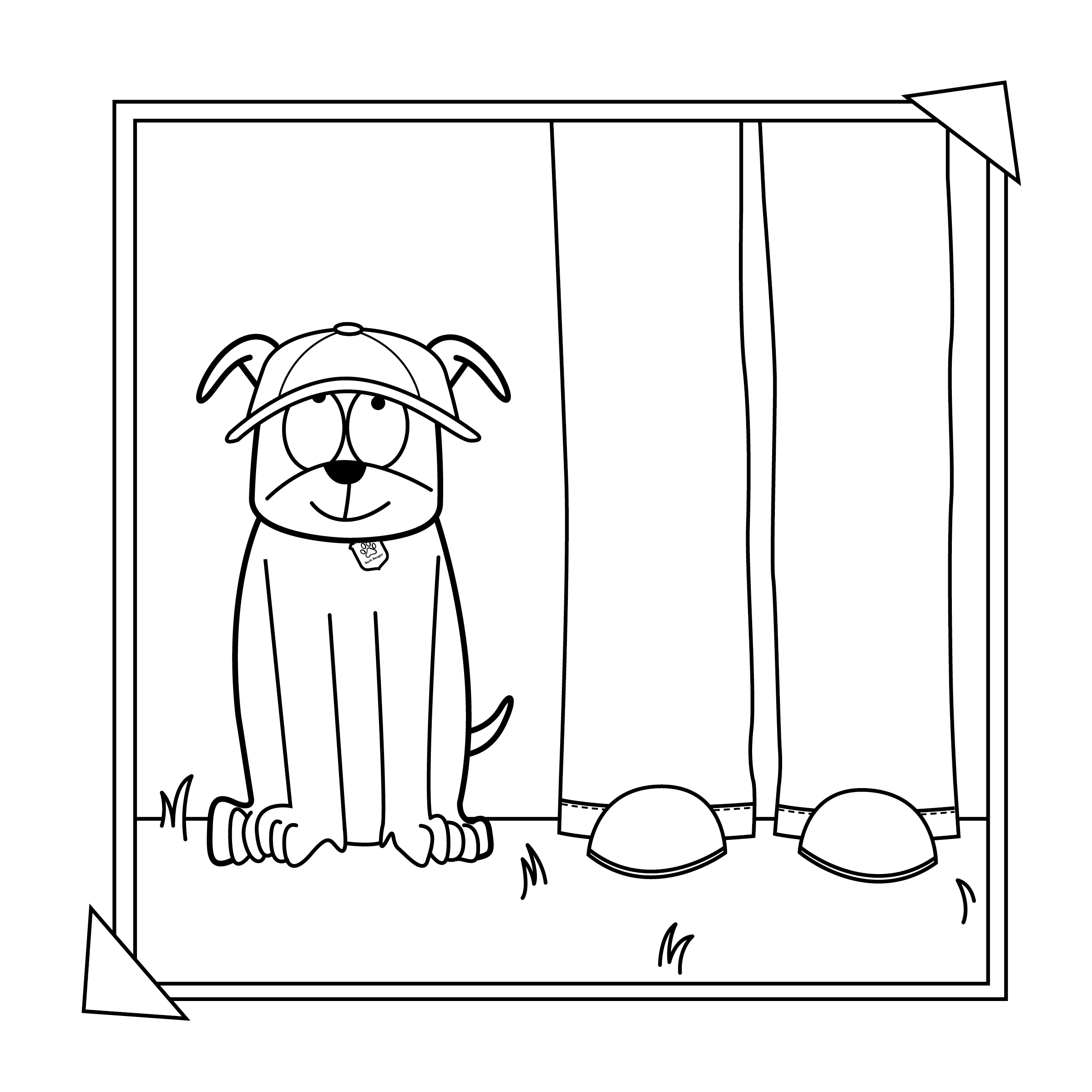 Brown Dog Goes on a Train Coloring Book - Example Page - Vector Art