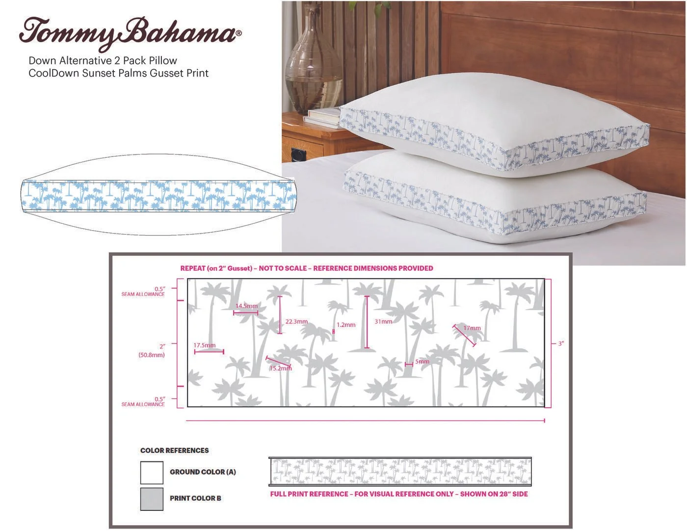 Tommy Bahama - Printed Gusset Pillow - Sold to Costco International