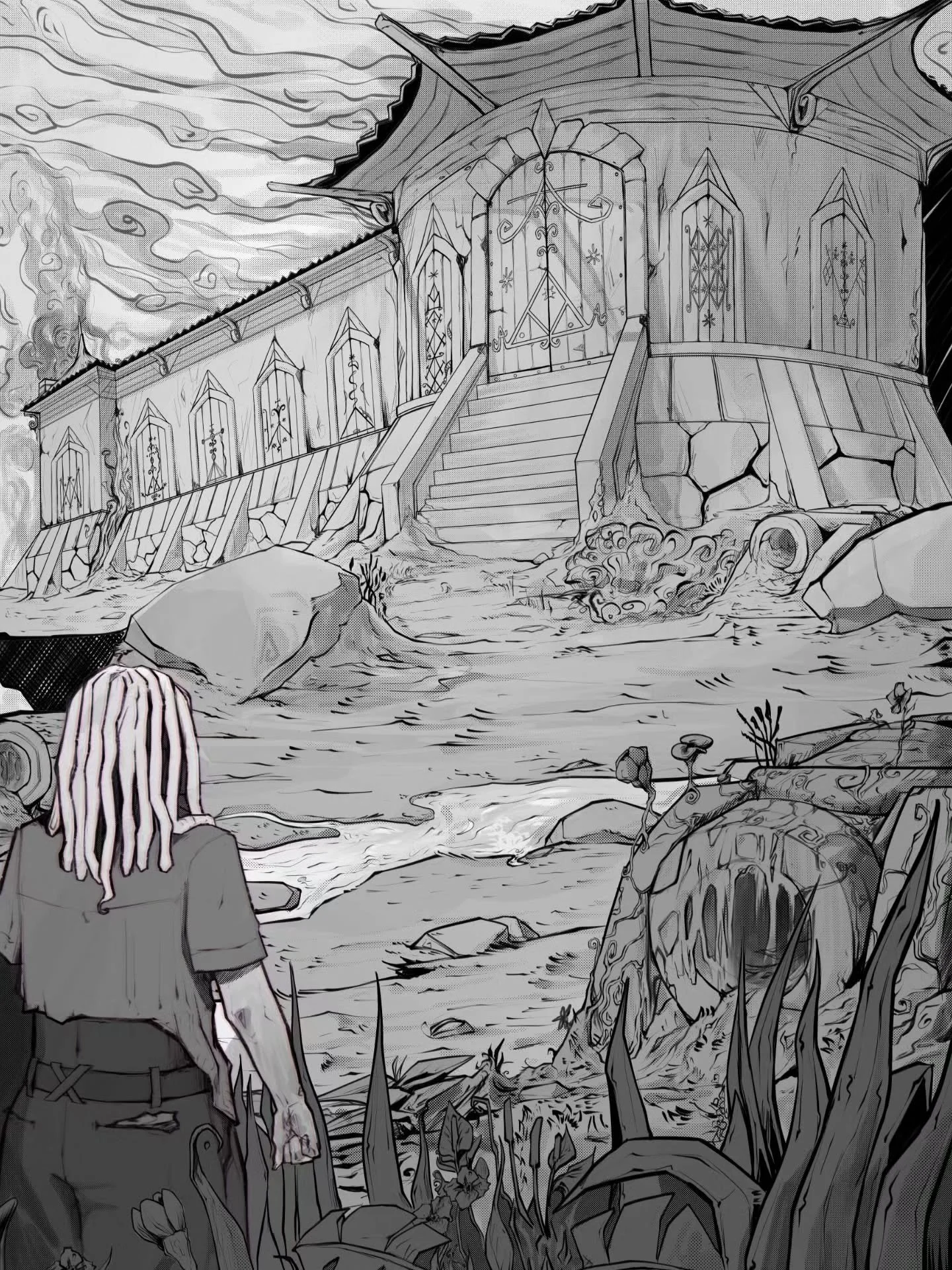 Ayiwe in front of the Ogou Family's bastion. 

 Ayiwe guided by legba, found the bastion the ogous family. This will be a crucial turning point in the story. 

Stay tuned to know when the book will drop.