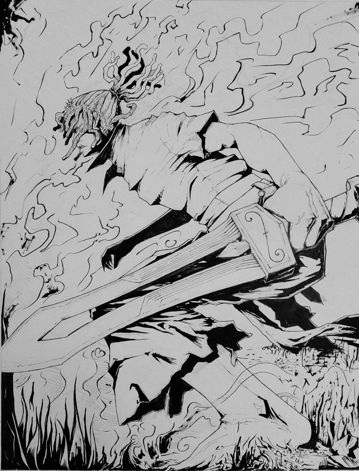 "Ayiwe" pencil and ink on paper. 24" x 36"

I was imagining a scene where ayiwe is getting in a position to start fighting. 
Rage filled his head, fist, and face. 

💫If you liked this, check out my profile for more like it! 💫

#