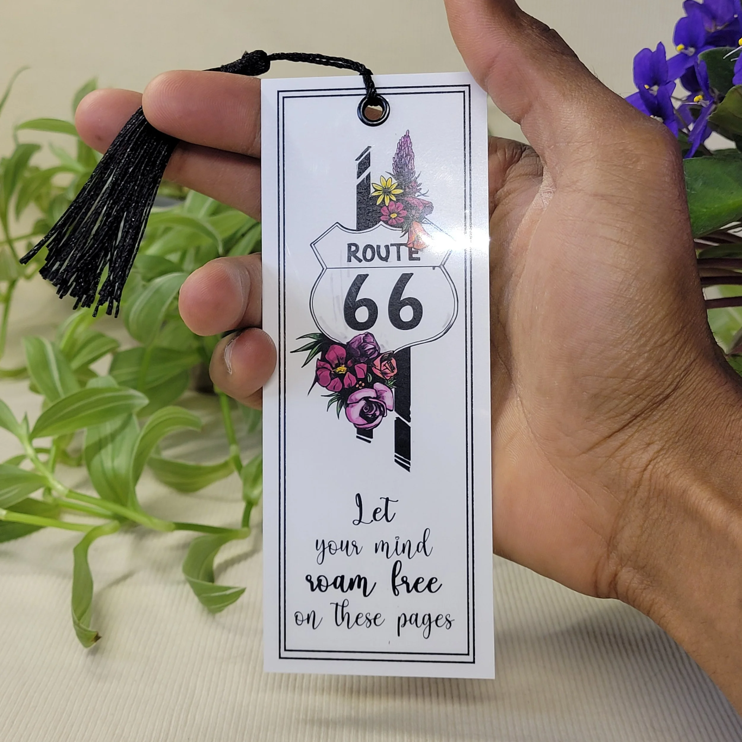 Route 66 flowers reversible bookmark