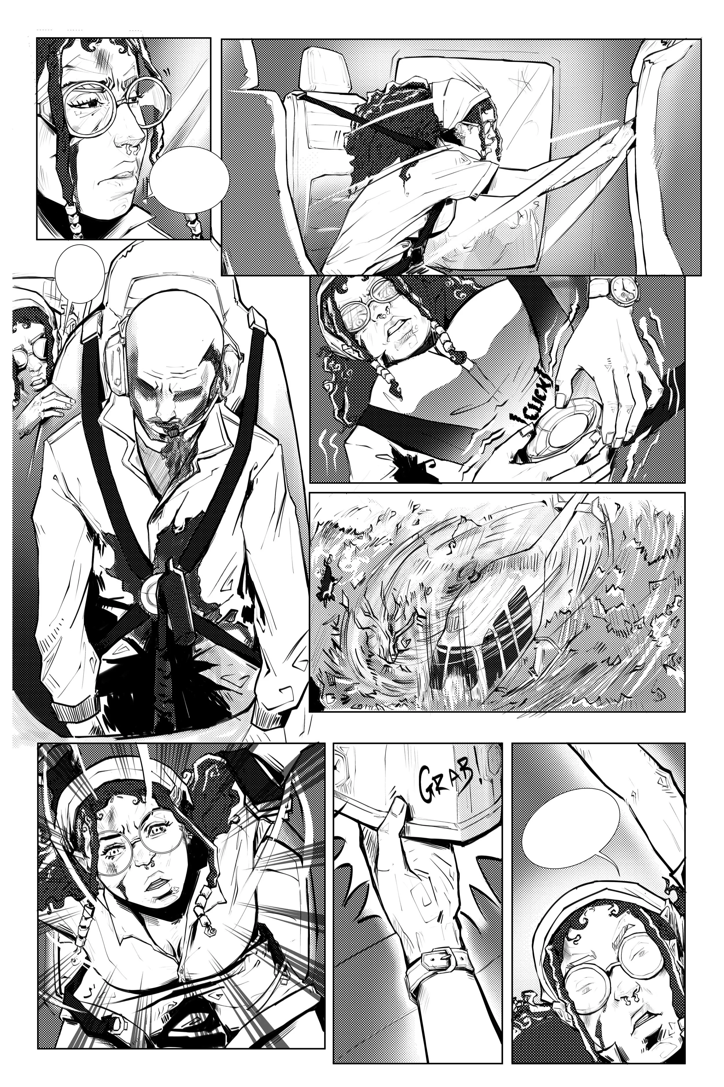 Comic strip depicting a crash scene with a helicopter