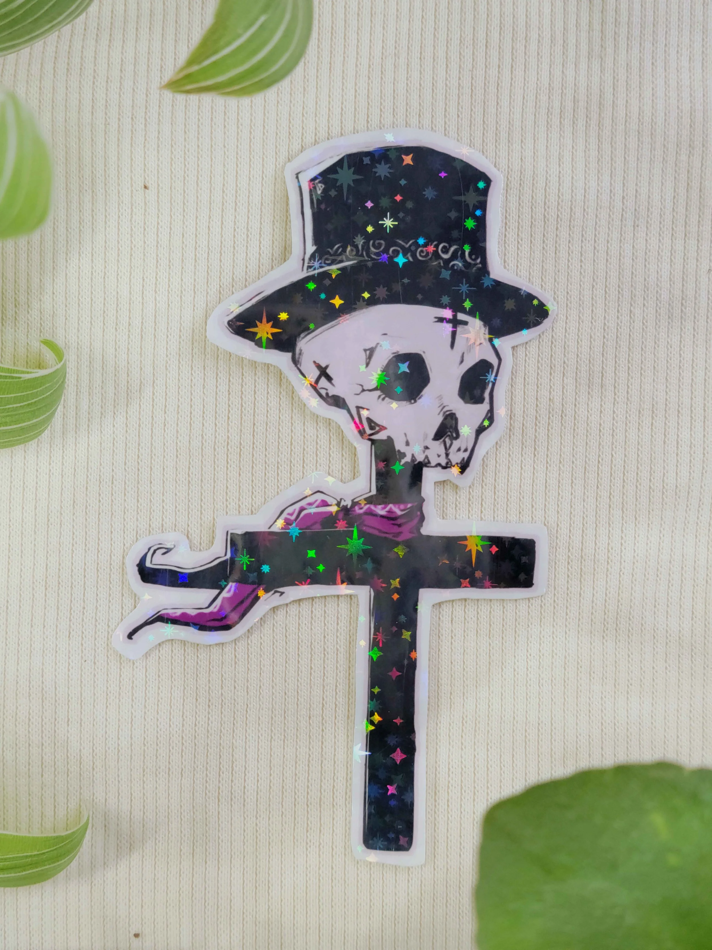 Skull upon cross sticker