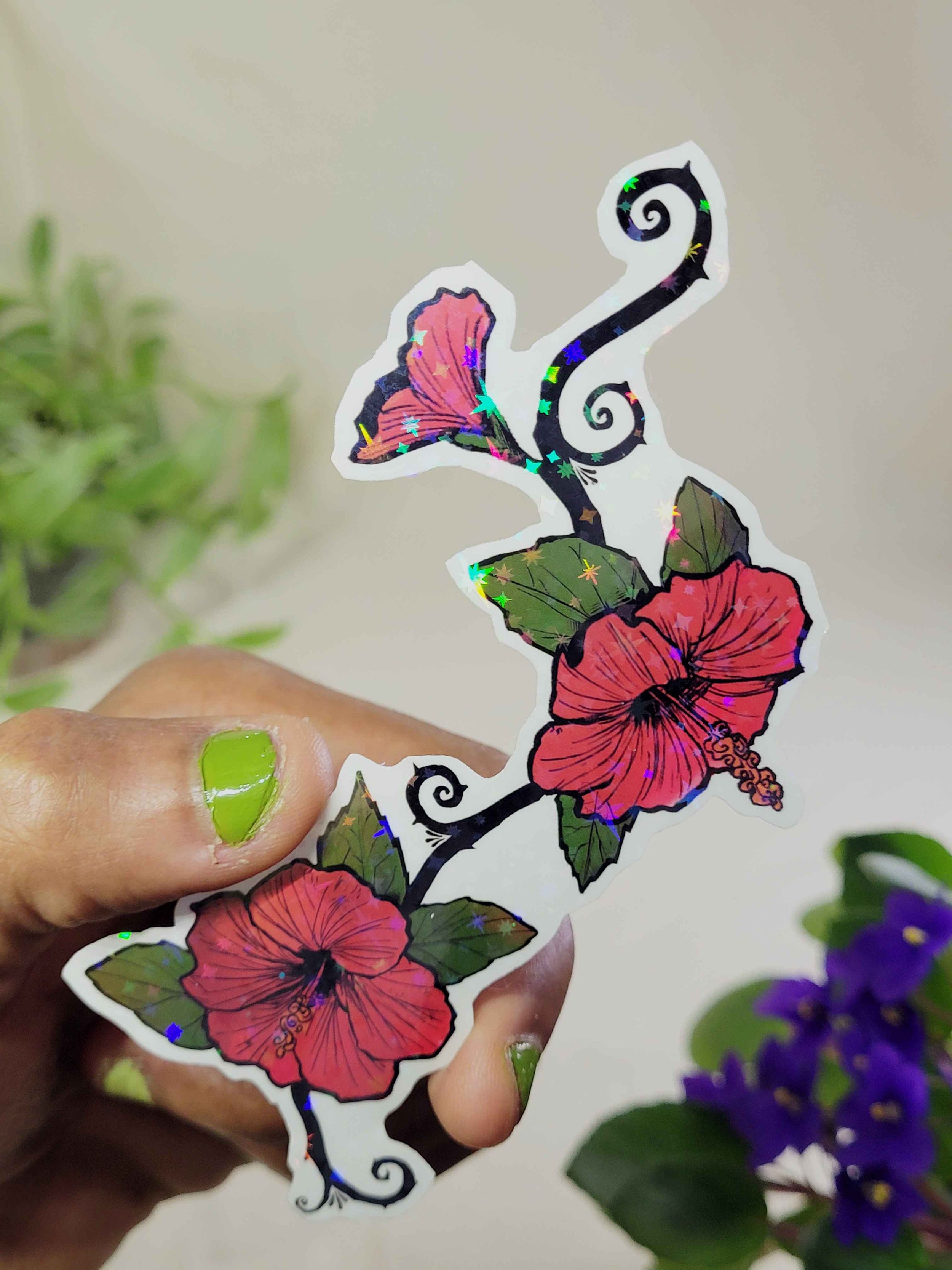 Hibiscus branch sticker