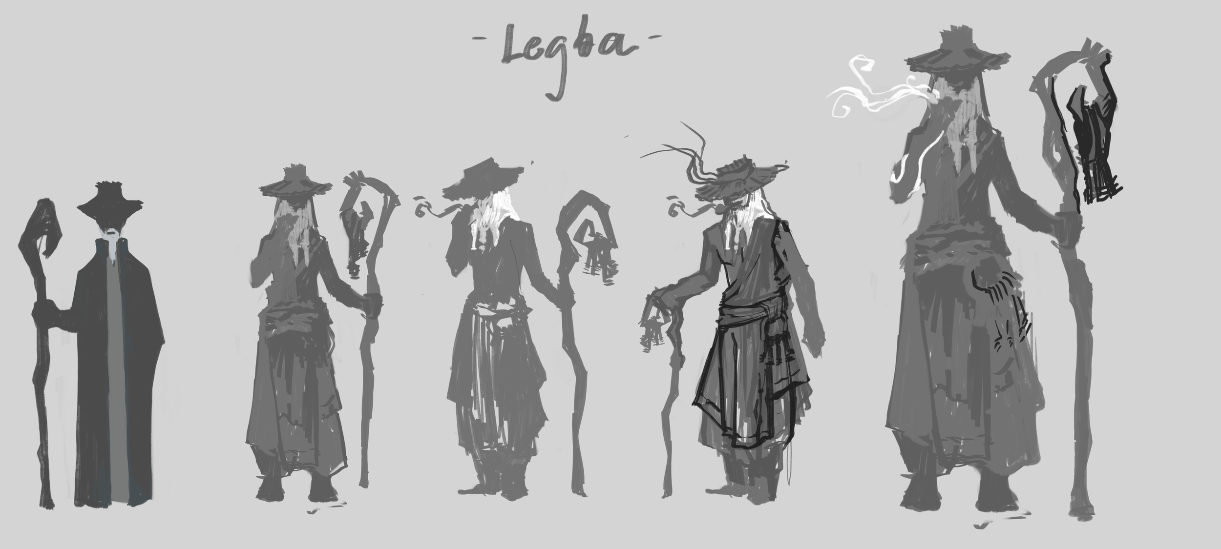 Legba silhouette exploration sheet 