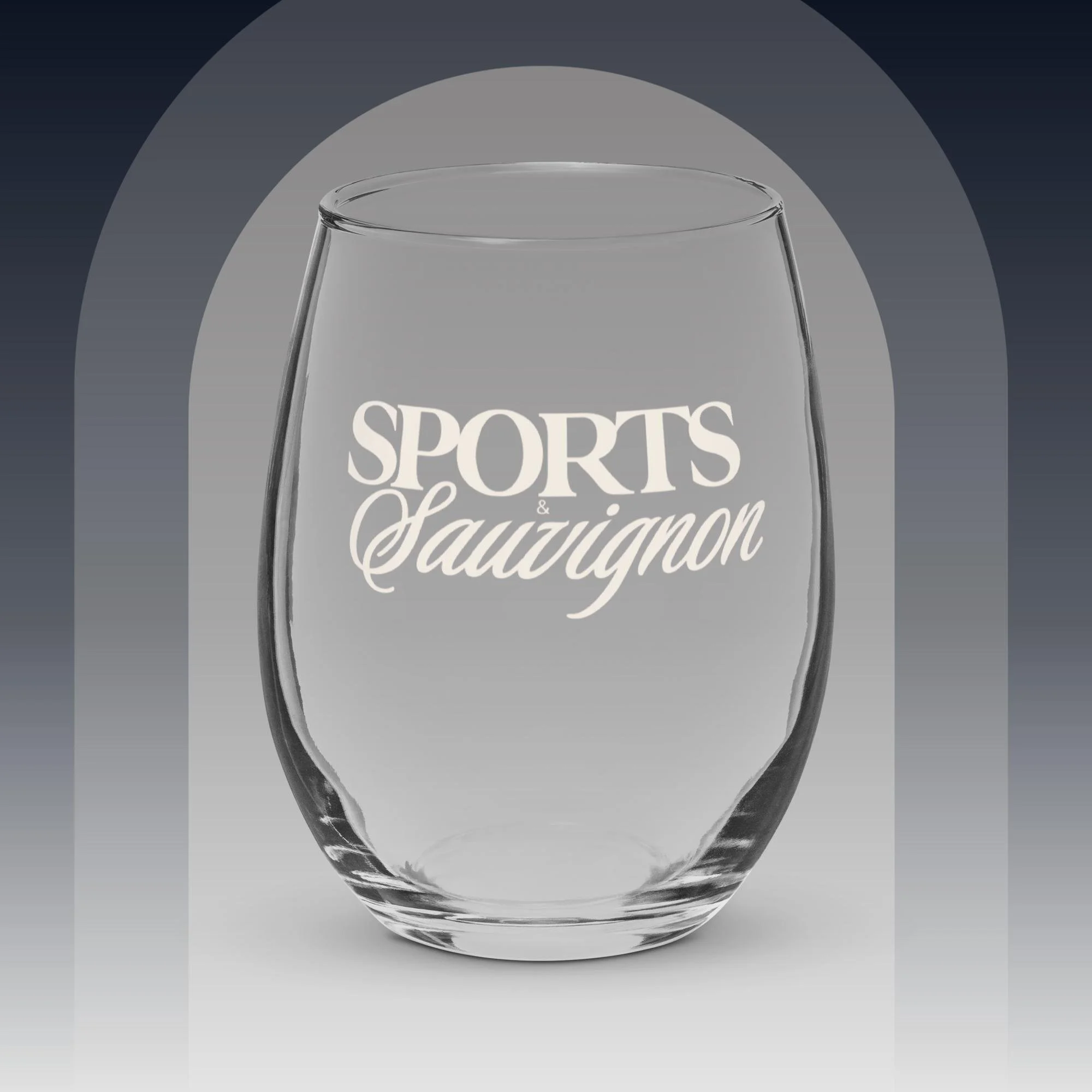 'Sports & Sauvignon' Stemless Wine Glass