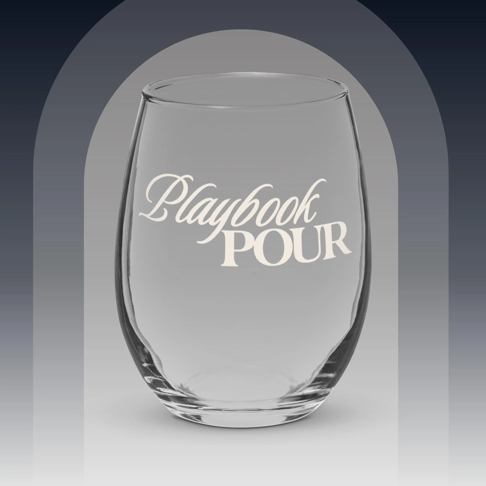 'Playbook Pour' Stemless Wine Glass