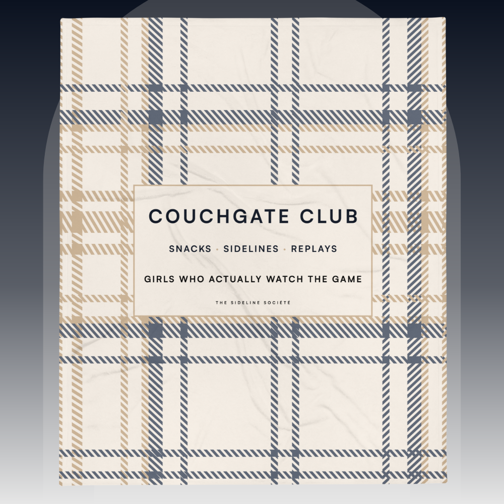 Couchgate Club plaid game day throw blanket in neutral tones by The Sideline Société, 50x60