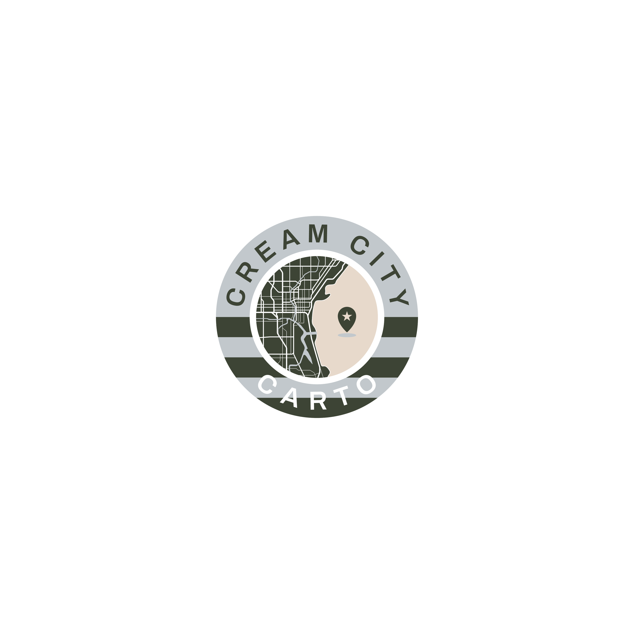 Logo for Creeam City Carto featuring a circular design with a map and location pin inside.