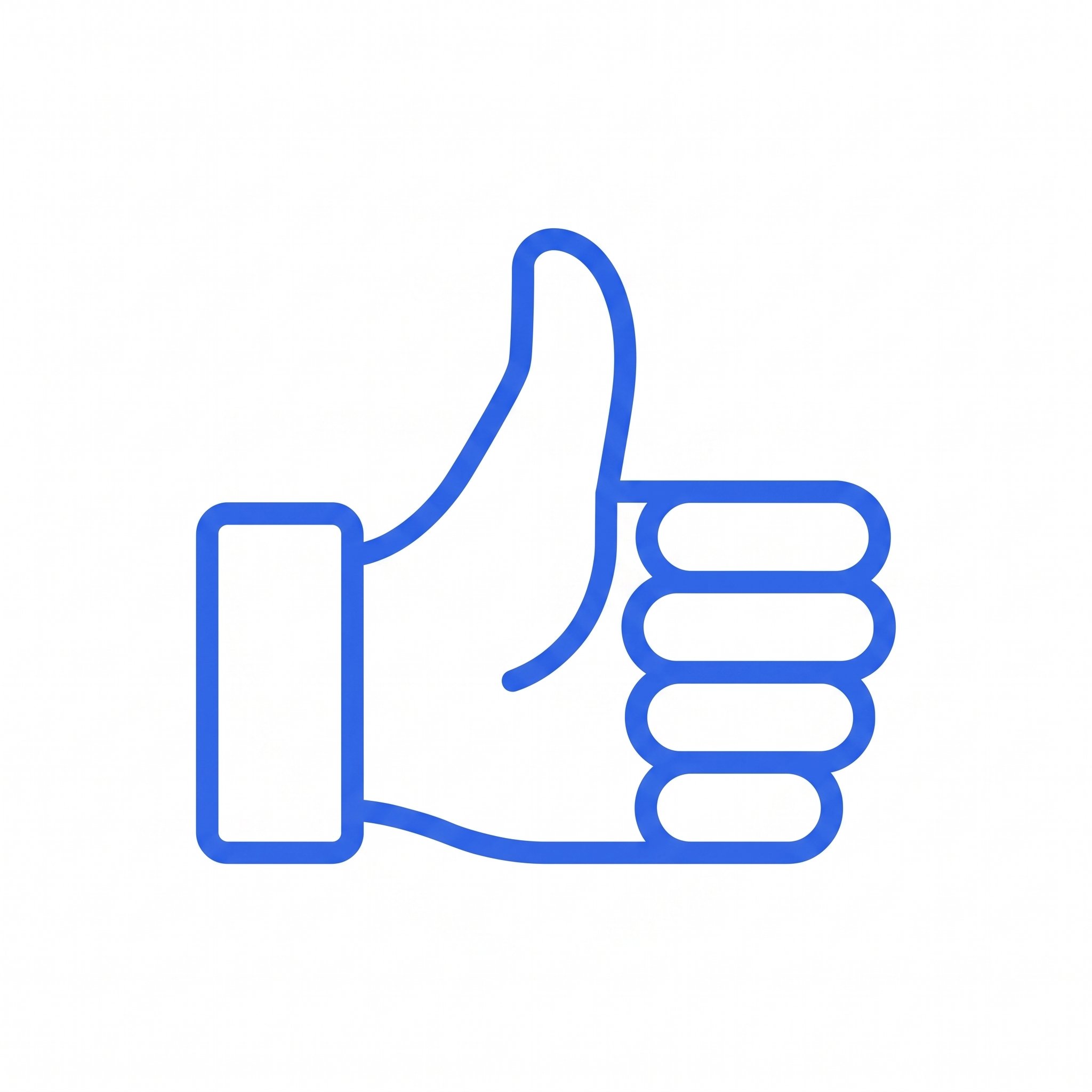 Icono de mano con pulgar hacia arriba en color azul.