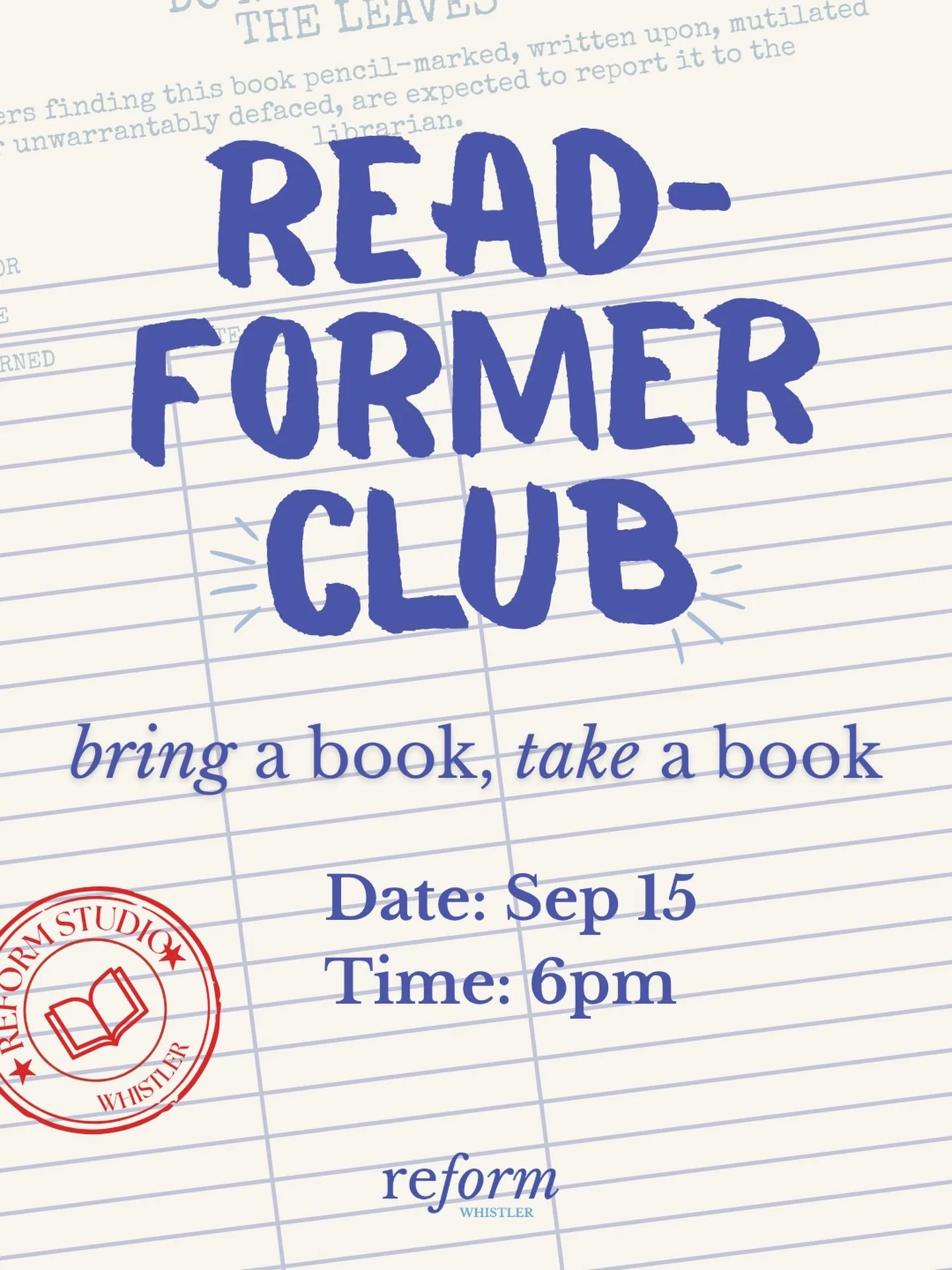 📖🐛🤸&zwj;♂️ Tuesday Sept 1️⃣5️⃣ @ 6pm- bring a book, leave with a new book! Spicy workout in between 😉 
Registration opens 1 week prior 🩵