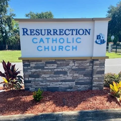 Another Church project has been completed! The renovation of our 2 Church and School Signs. They have both been updated to reflect the parish colors, font, and logo. 
#newsign #renovationproject #welcome #resurrectioncatholicchurch