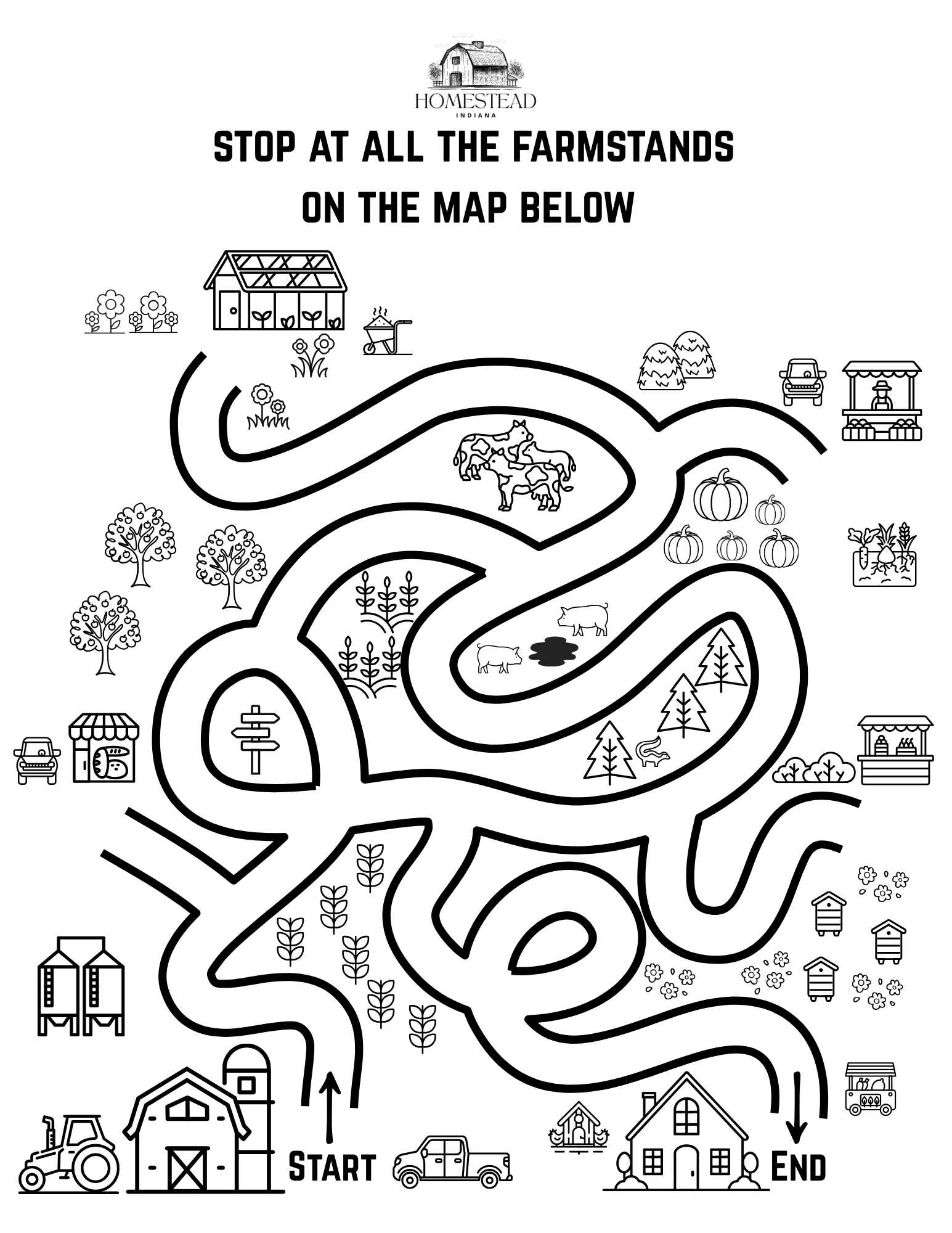 Farmstand Maze & Color Page