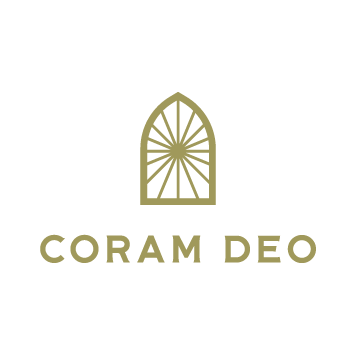 Logo of Coram Deo featuring a stylized window with rays of light, and the text 'CORAM DEO' below.