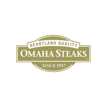 Heartland Quality Omaha Steaks logo with a black background and gold text.