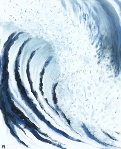 Tableau de vague représentant la force de l'eau et le tube d'air créé par le mouvement