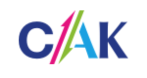 Logo with the letters C, L, and K in dark blue, pink, and green, with a stylized pink and green lightning bolt in the center.