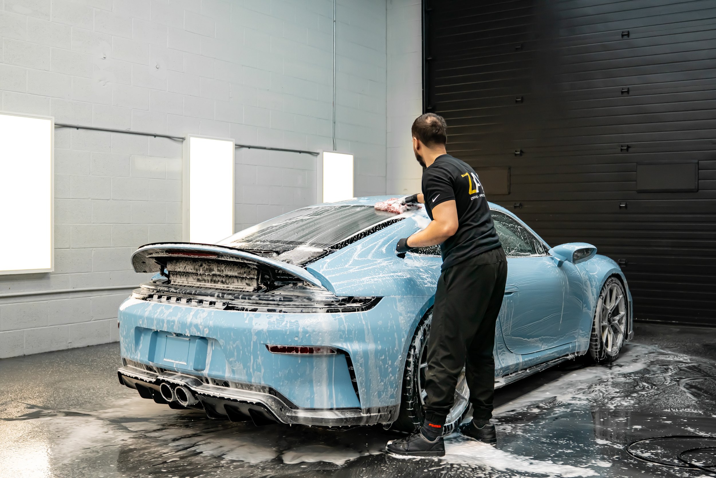 Porsche GT3 being hand washed in Waterloo , ON.