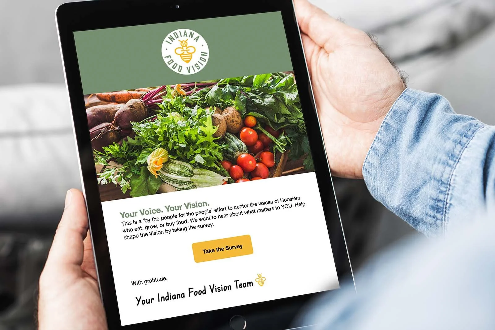 Email marketing for Indiana Food Vision, a statewide food charter