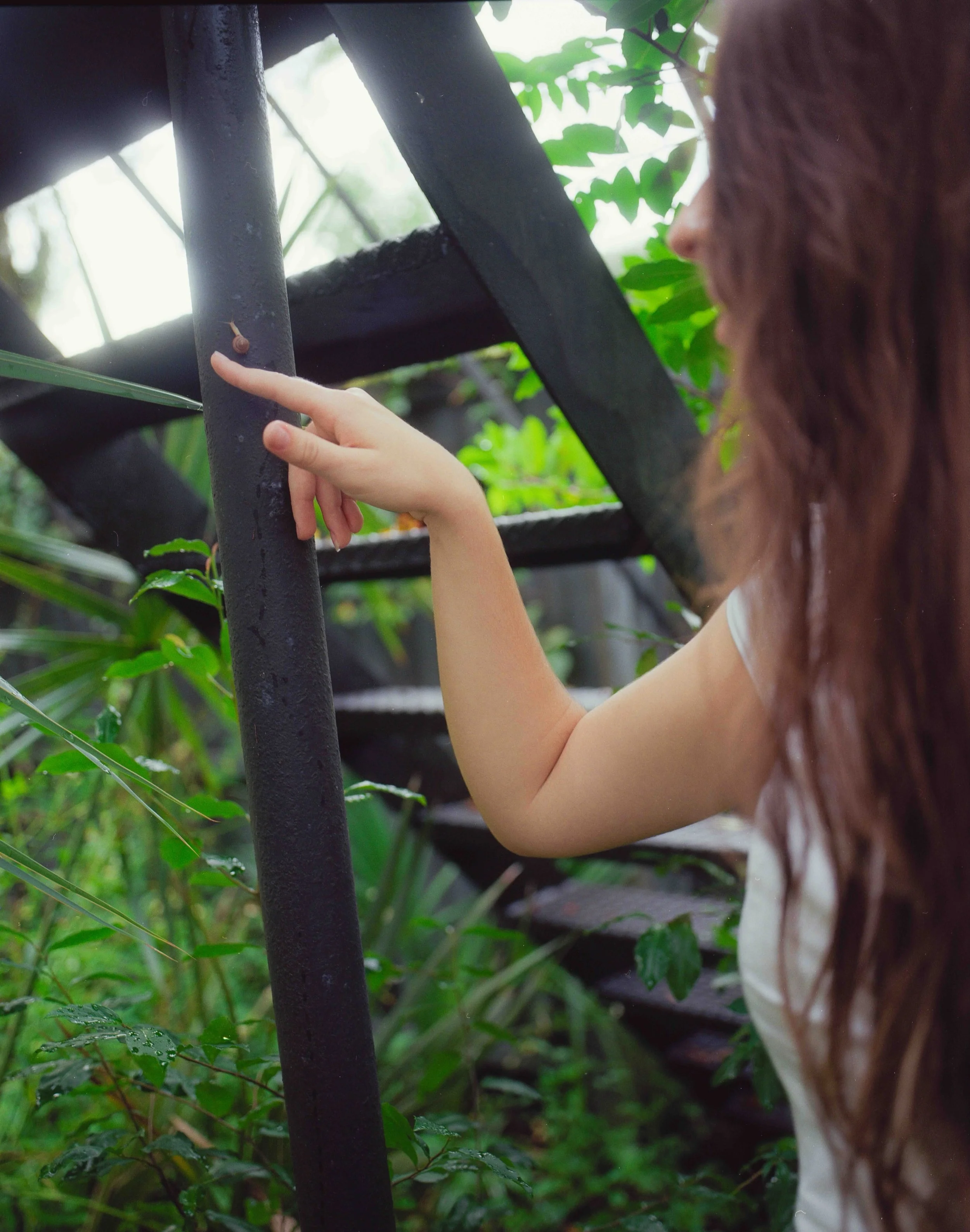 Jenna in her backyard