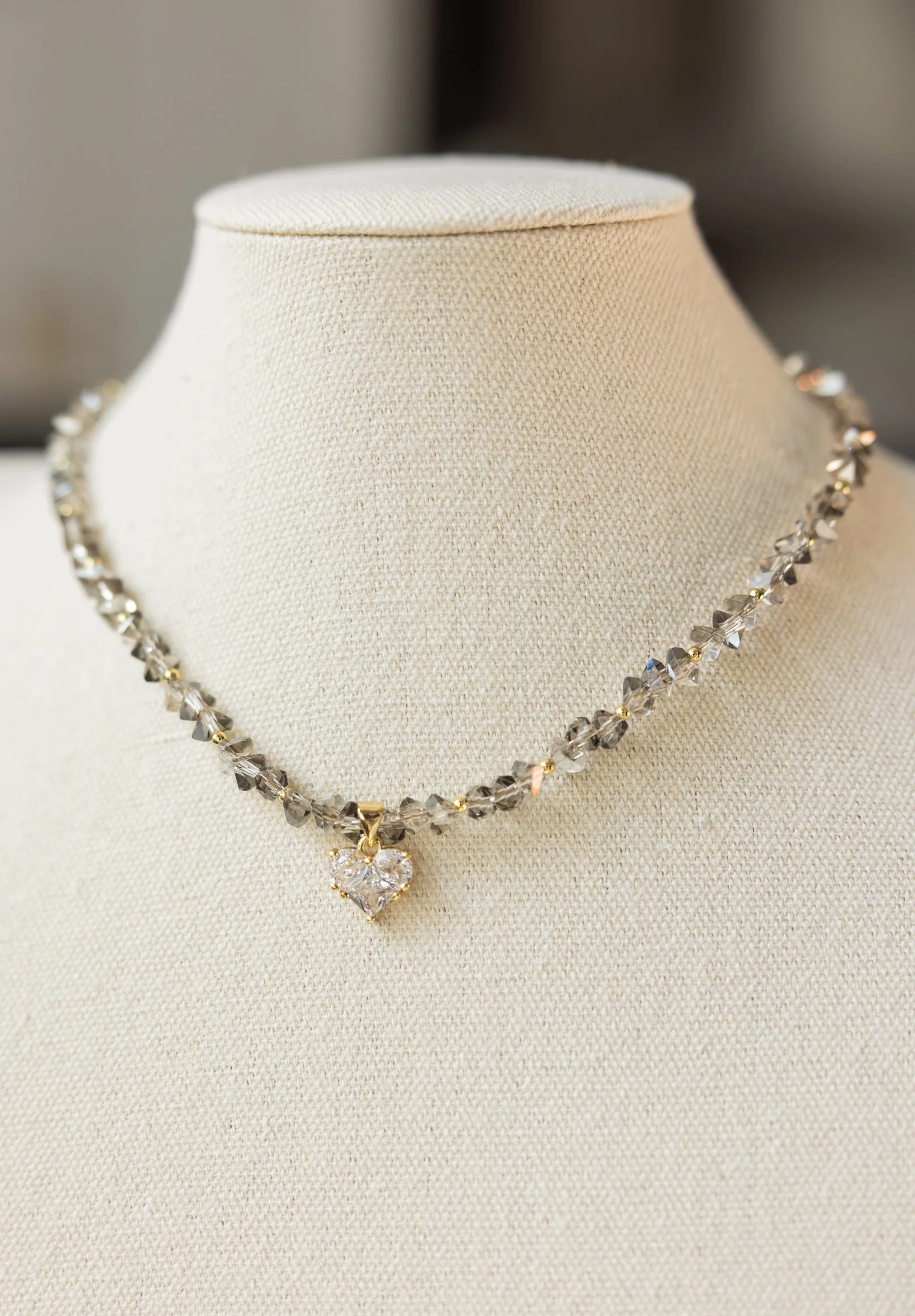 Crystal Heart Charm Necklace