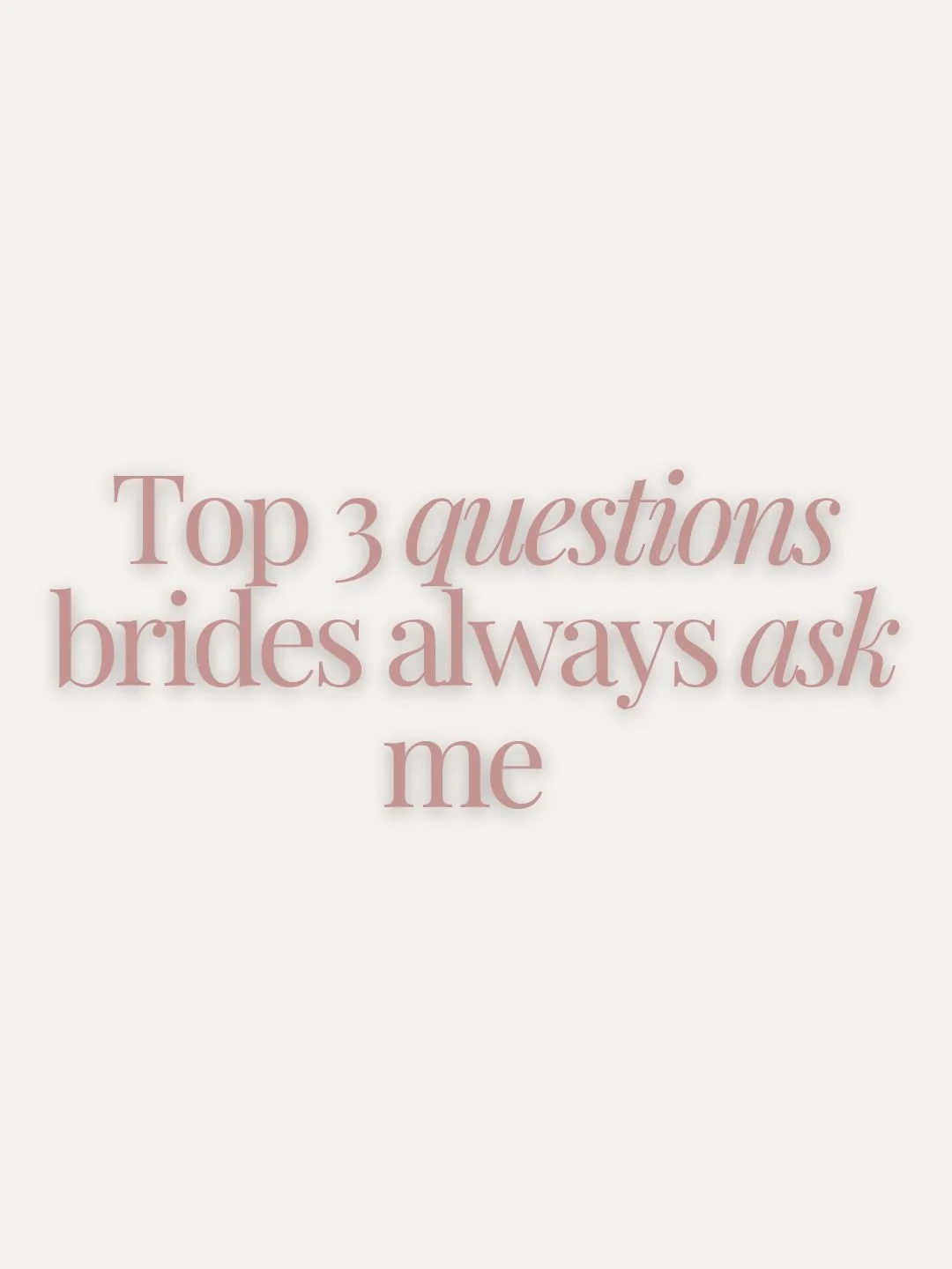 These are some of the top 3 questions I get from our brides!

1. Will my makeup and hair last all day?
Yes! 
We use professional-grade and luxury products, strategic layering, and set everything with intention so your look holds from first look to la