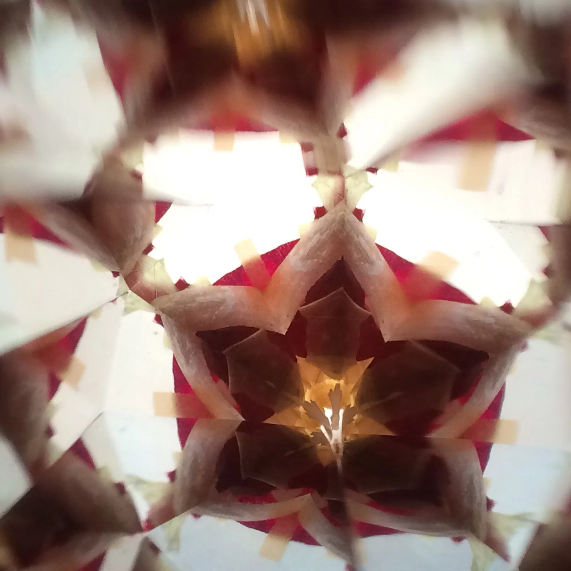  Abstract kaleidoscope art with warm earthy tones and floral shapes, a modern take on traditional Easter motifs. 
