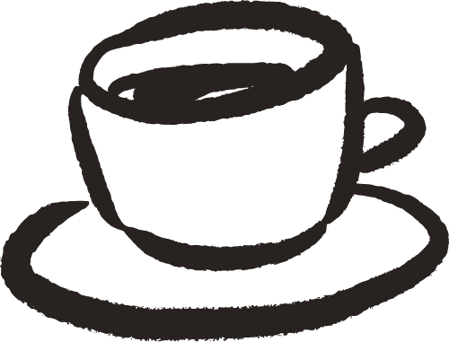 A hand-drawn coffee cut on a saucer