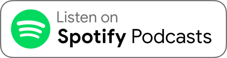Spotify logo with text indicating to listen on Spotify Podcasts.