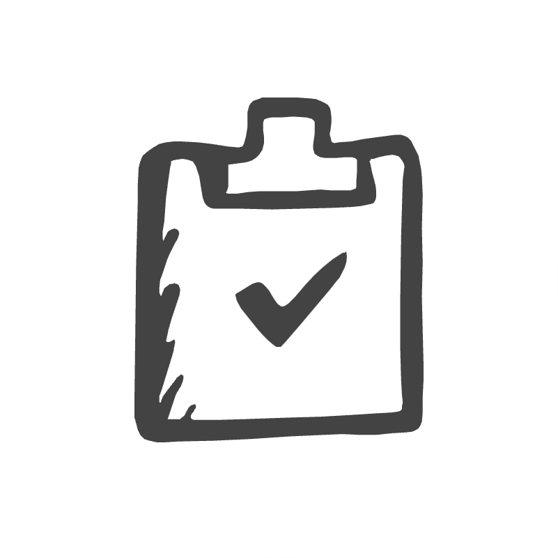 Icon of a clipboard with a checkmark.