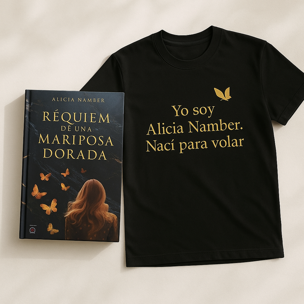Pack Libro + Camiseta Dorado Signature “Nací para volar” (S–XL)