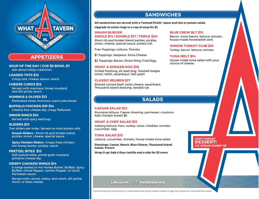 What-A-Tavern Food Menu