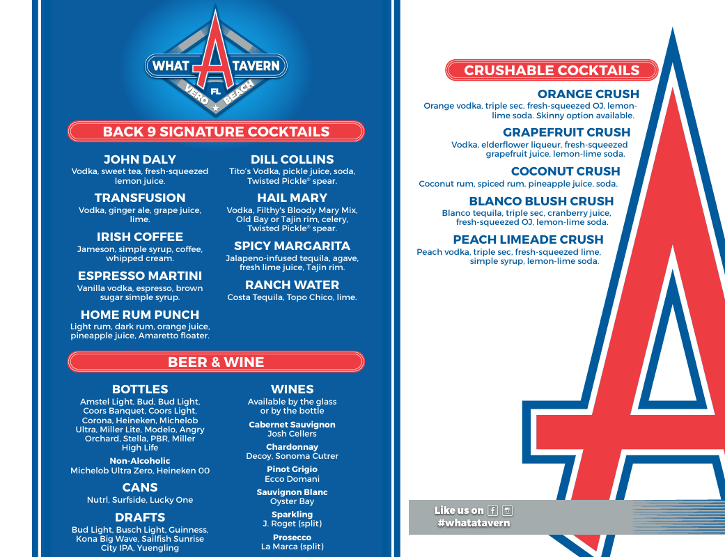 What-A-Tavern Drink Menu