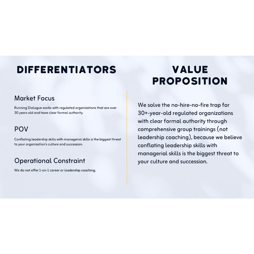 Running Dialogue differentiators and value proposition