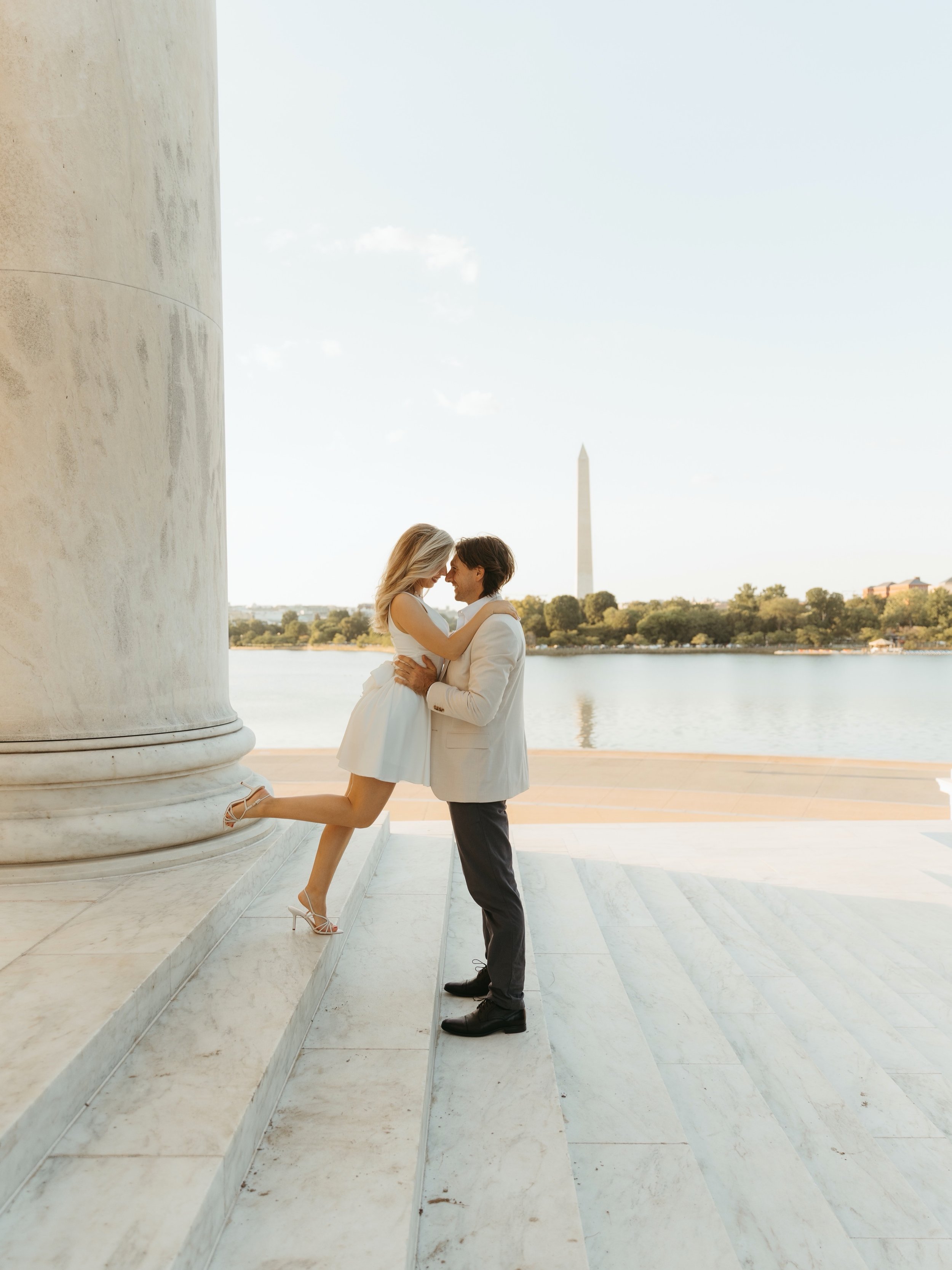 Spiro + Christy 🤍 It was an absolute joy to photograph my friends celebrating their love! Who else can say they&rsquo;ve Greek danced with their fianc&eacute; at the Jefferson Memorial in DC?!

Hair by: @yannimetallinos 
.
.
.
.
.

DMV couples photo